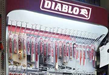 Manufacturers Diablo tool display at Hajoca Plumbing Supply Stroudsburg Pennsylvania