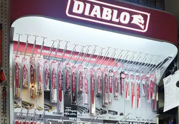 Manufacturers Diablo tool display at Hajoca Plumbing Supply Stroudsburg Pennsylvania