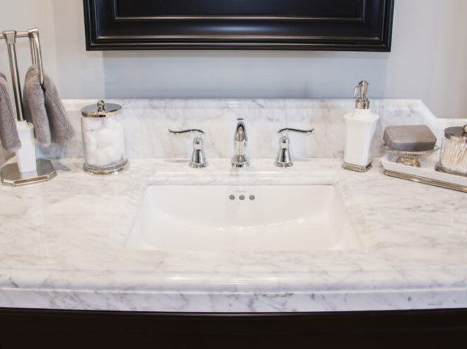 Bathroom sink with marble counter