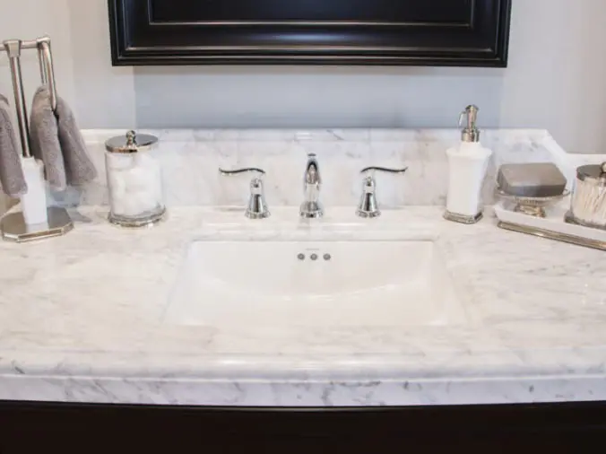 Bathroom sink with marble counter